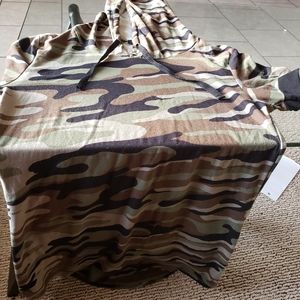 Camo form fitting shirt with hoodie